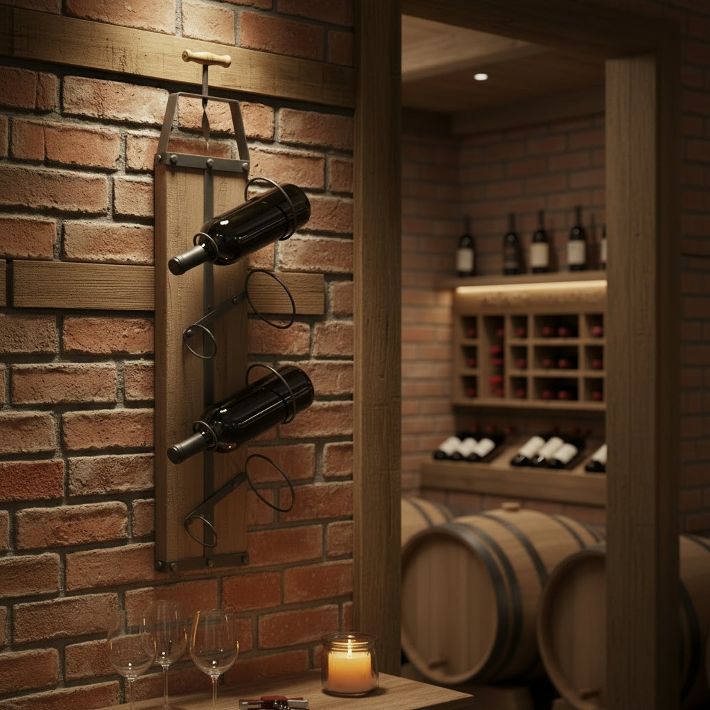 Industrial Wood Wall Wine Rack Brown - Olivia & May