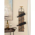 Porte-bouteilles mural en bois style industriel marron