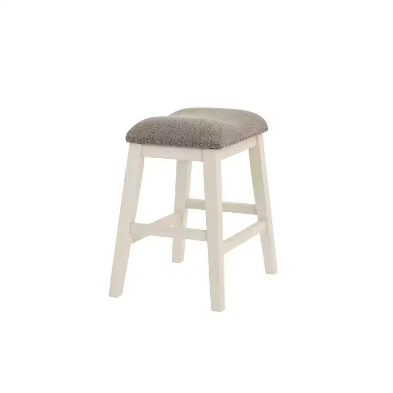 Tabourets de comptoir rembourrés gris foncé et blancs