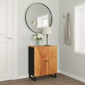 Buffet en bois d'acacia, design industriel avec cadre noir