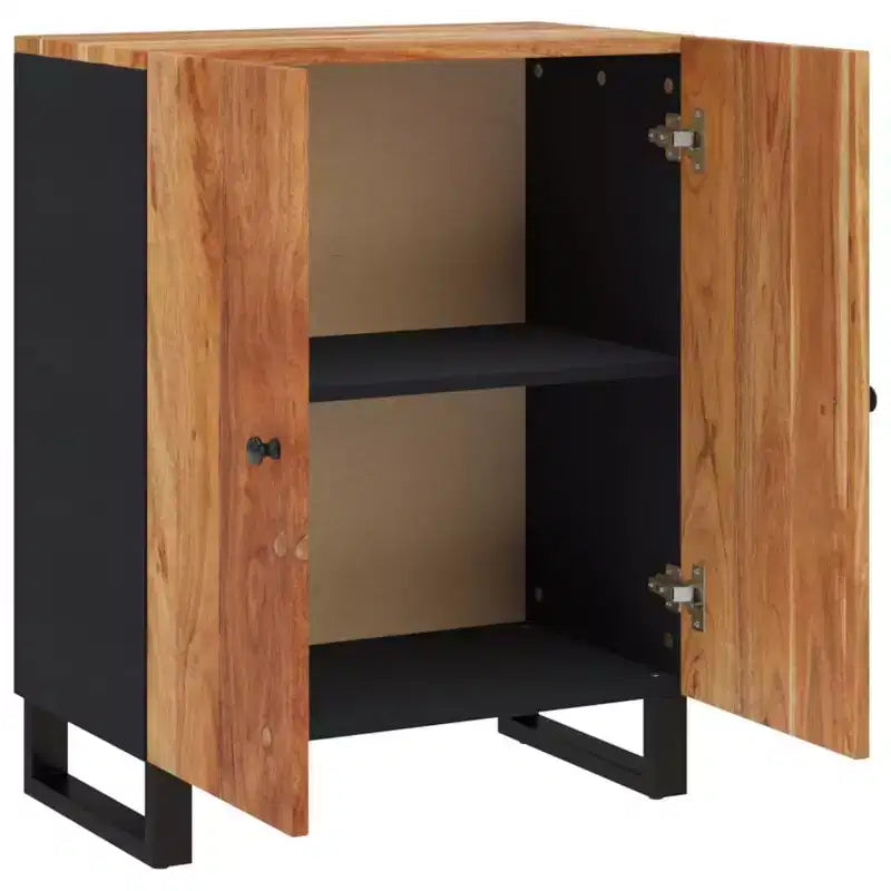 Buffet en bois d'acacia, design industriel avec cadre noir
