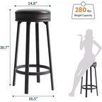Tabouret de bar pivotant à 360°, hauteur comptoir, en cuir PU