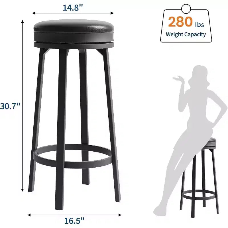 Tabouret de bar pivotant à 360°, hauteur comptoir, en cuir PU