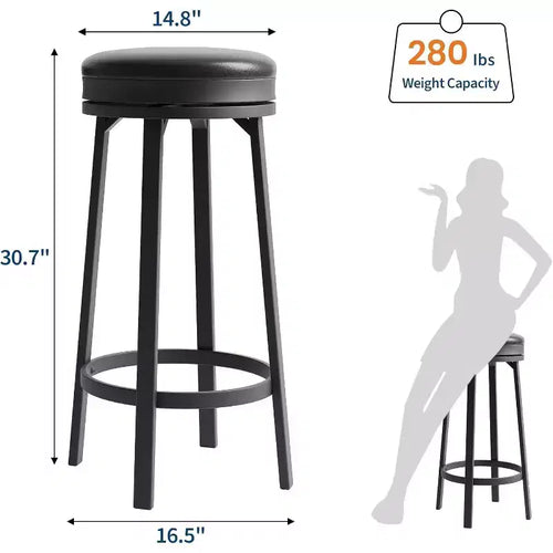 Tabouret de bar pivotant à 360°, hauteur comptoir, en cuir PU