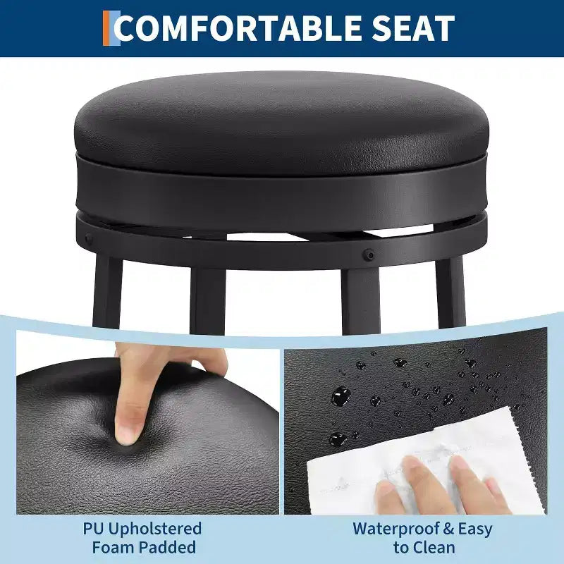 Tabouret de bar pivotant à 360°, hauteur comptoir, en cuir PU