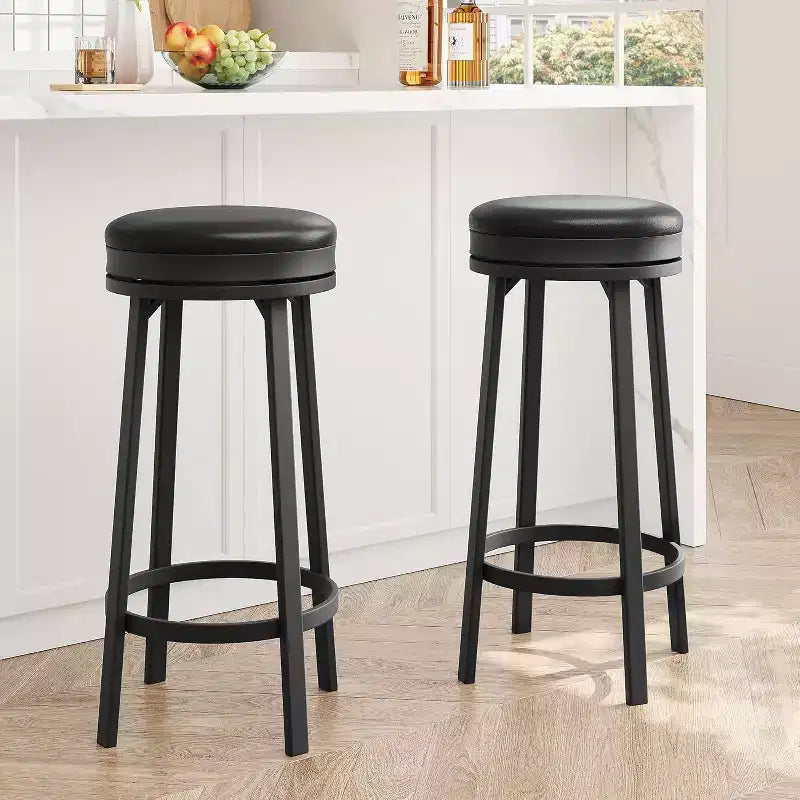 Tabouret de bar pivotant à 360°, hauteur comptoir, en cuir PU