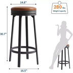 Tabouret de bar pivotant à 360°, hauteur comptoir, en cuir PU