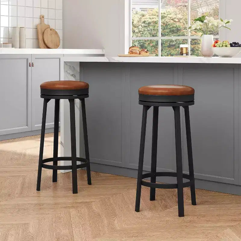 Tabouret de bar pivotant à 360°, hauteur comptoir, en cuir PU
