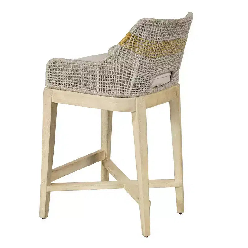 Chaise de bar Royal Hampton 30 pouces | Bois de manguier fait main | Tressage en corde de coton