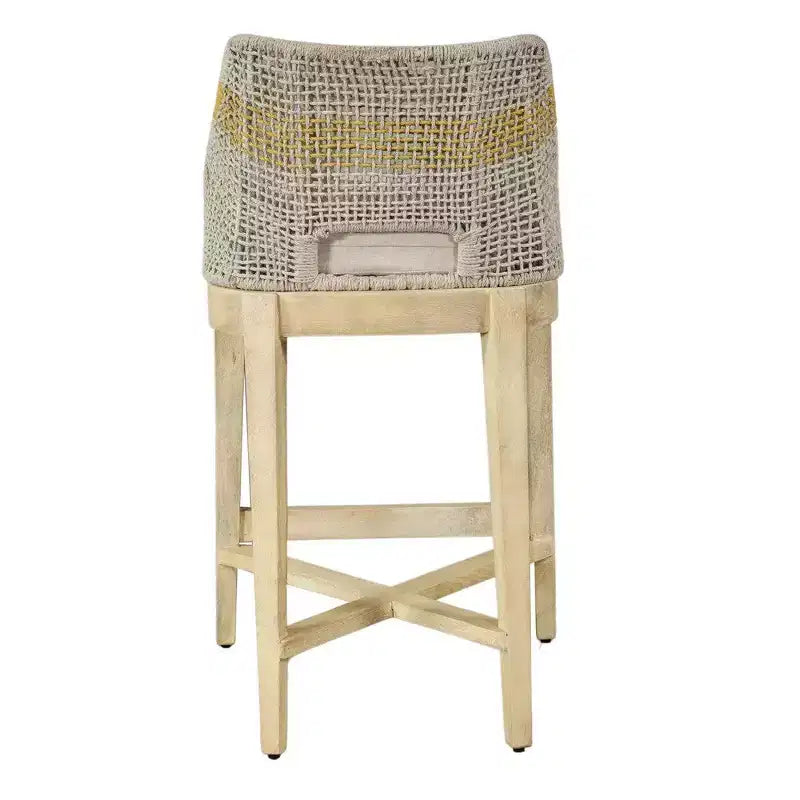 Chaise de bar Royal Hampton 30 pouces | Bois de manguier fait main | Tressage en corde de coton