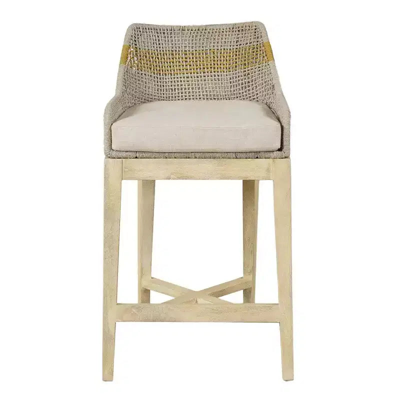 Chaise de bar Royal Hampton 30 pouces | Bois de manguier fait main | Tressage en corde de coton