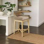 Chaise de bar Royal Hampton 30 pouces | Bois de manguier fait main | Tressage en corde de coton