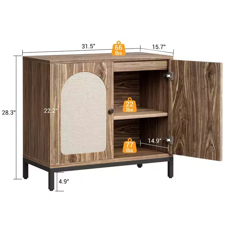 Meuble buffet en rotin, meuble de rangement de cuisine
