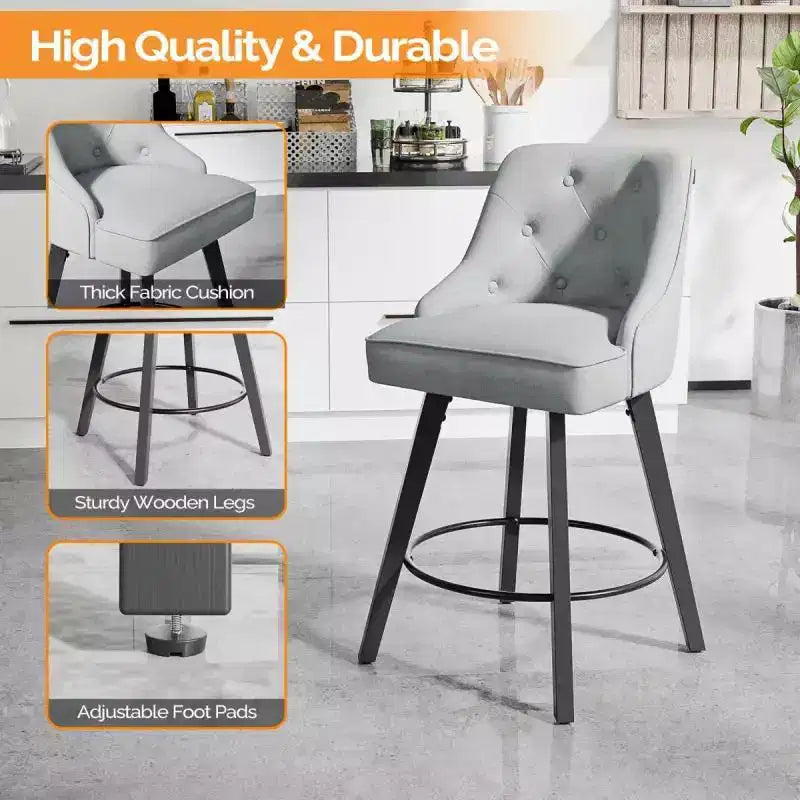 Tabouret de bar pivotant à 360° élégant avec coussin moelleux et construction robuste