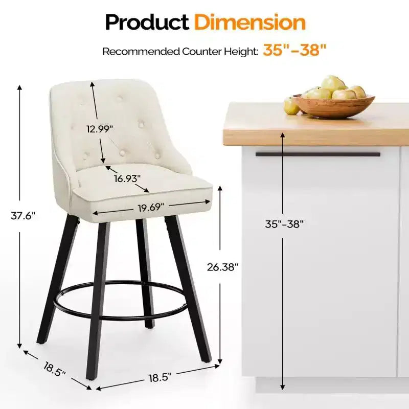 Tabouret de bar pivotant à 360° élégant avec coussin moelleux et construction robuste