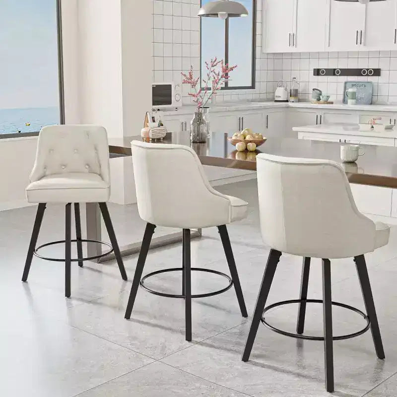 Tabouret de bar pivotant à 360° élégant avec coussin moelleux et construction robuste