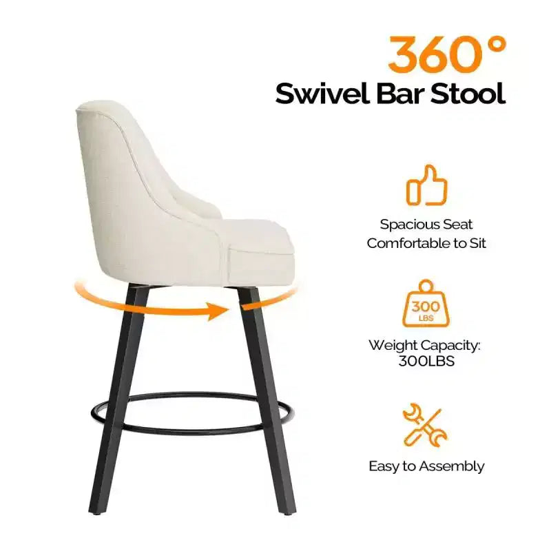 Tabouret de bar pivotant à 360° élégant avec coussin moelleux et construction robuste