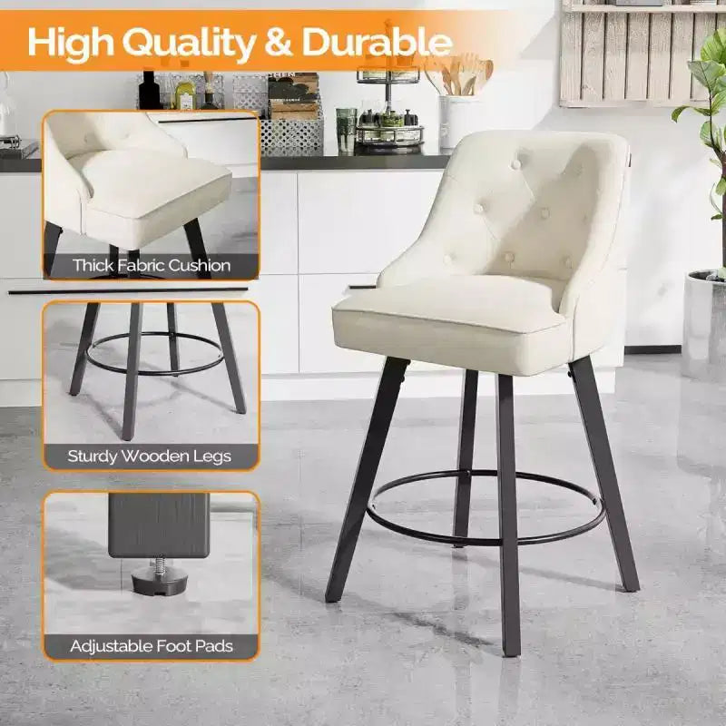 Tabouret de bar pivotant à 360° élégant avec coussin moelleux et construction robuste