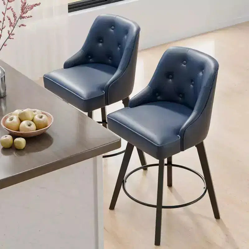 Tabouret de bar élégant en similicuir pivotant à 360°, design raffiné avec coussin moelleux et construction robuste