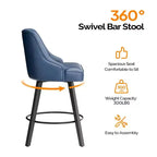 Tabouret de bar élégant en similicuir pivotant à 360°, design raffiné avec coussin moelleux et construction robuste