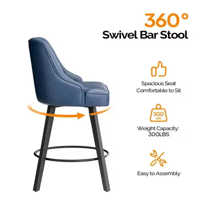 Tabouret de bar élégant en similicuir pivotant à 360°, design raffiné avec coussin moelleux et construction robuste