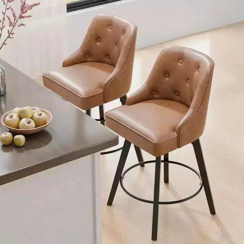 Tabouret de bar élégant en similicuir pivotant à 360°, design raffiné avec coussin moelleux et construction robuste