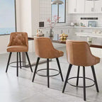 Tabouret de bar élégant en similicuir pivotant à 360°, design raffiné avec coussin moelleux et construction robuste