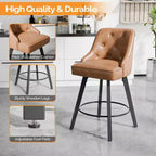 Tabouret de bar élégant en similicuir pivotant à 360°, design raffiné avec coussin moelleux et construction robuste