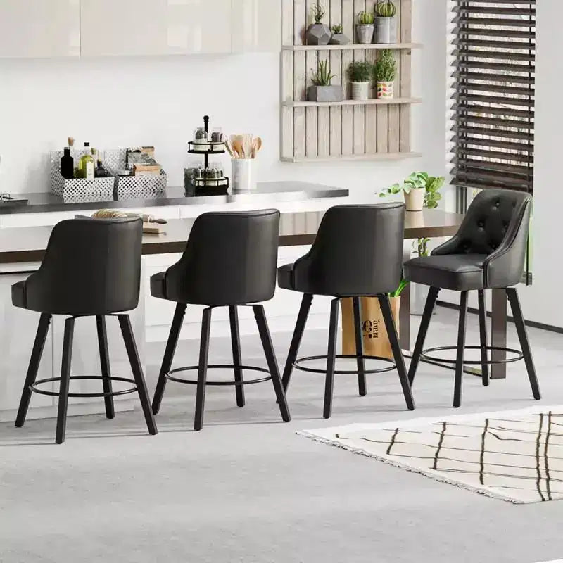 Tabouret de bar élégant en similicuir pivotant à 360°, design raffiné avec coussin moelleux et construction robuste