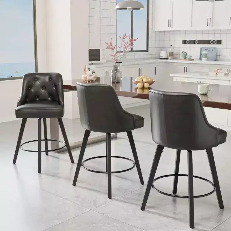 Tabouret de bar élégant en similicuir pivotant à 360°, design raffiné avec coussin moelleux et construction robuste