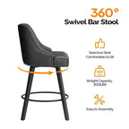 Tabouret de bar élégant en similicuir pivotant à 360°, design raffiné avec coussin moelleux et construction robuste