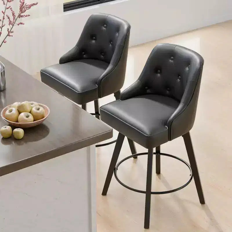 Tabouret de bar élégant en similicuir pivotant à 360°, design raffiné avec coussin moelleux et construction robuste