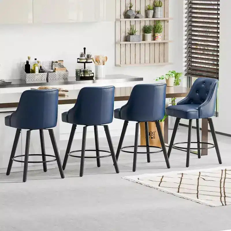 Tabouret de bar élégant en similicuir pivotant à 360°, design raffiné avec coussin moelleux et construction robuste