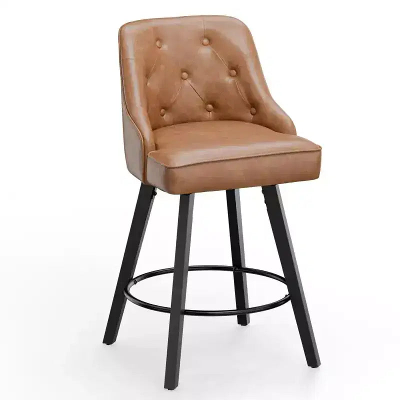 Tabouret de bar élégant en similicuir pivotant à 360°, design raffiné avec coussin moelleux et construction robuste
