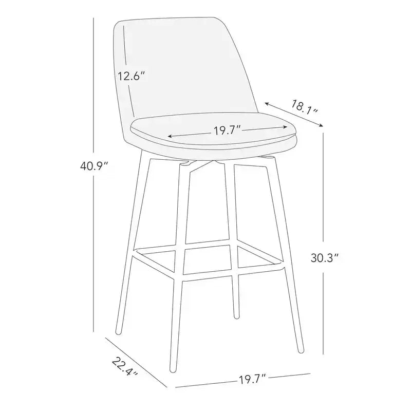 Tabouret de bar pivotant à hauteur de bar avec assise à double couche