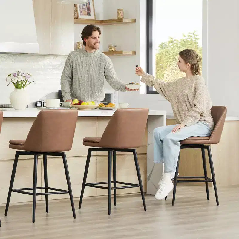 Tabouret de bar pivotant à hauteur de bar avec assise à double couche