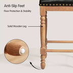 Tabourets de bar en bois massif avec assise en cuir huilé ciré classique, sans dossier, hauteur comptoir