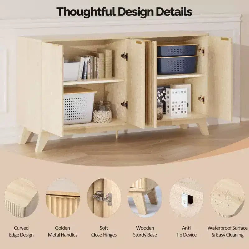 Meuble buffet enfilade de 140 cm de large, meuble de rangement moderne
