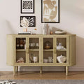 Bestier Farmhouse Sideboard Cabinet with Storage, Wood Buffet Cabinet with Glass Doors and Adjustable Shelves for Kitchen, Dining Room, Living Room