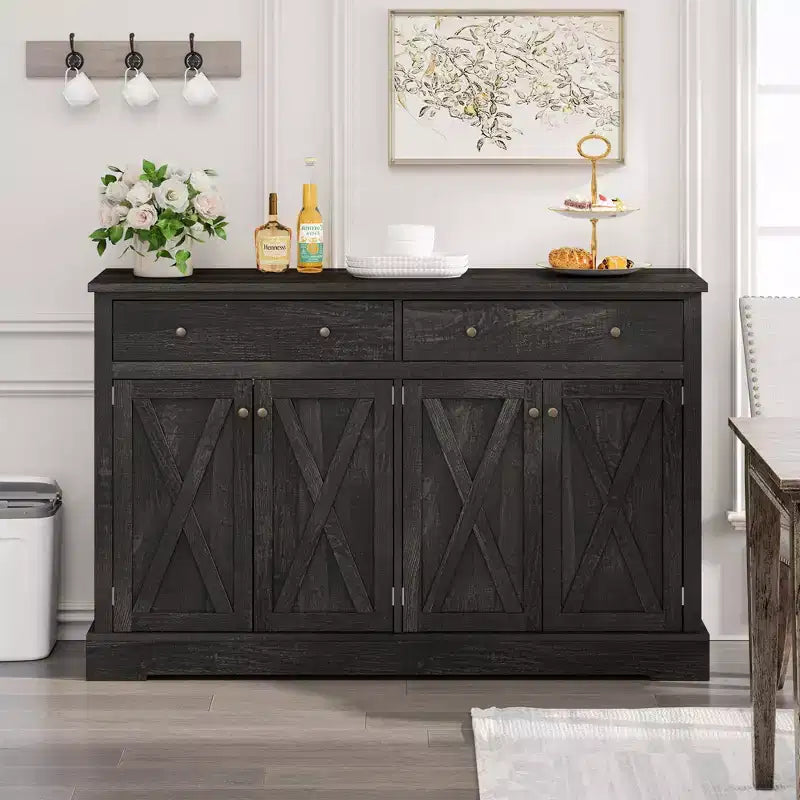 Buffet vintage avec 4 portes et 2 tiroirs