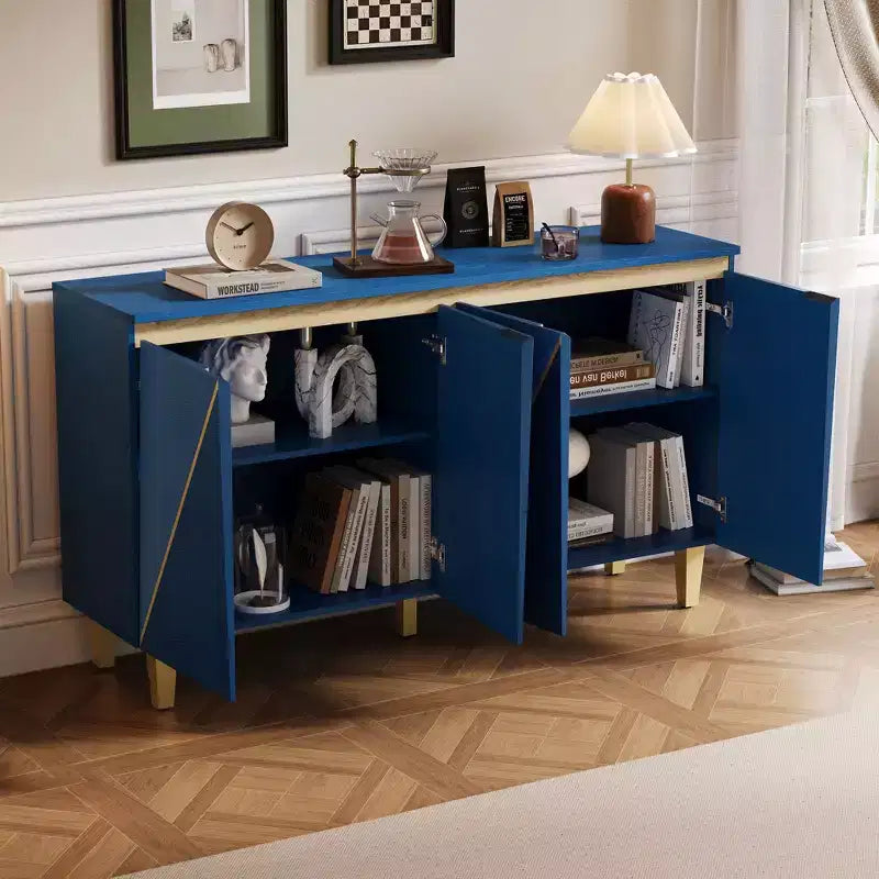 Buffet Rétro de 152 cm avec 4 Portes et 4 Étagères