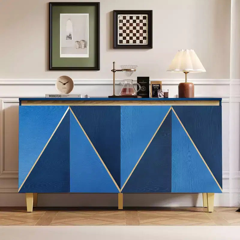 Okak 60in Retro Sideboard Cabinet, Bufft Cabinet with 4 Doors and 4 Shelves, Storage Cabinet for Living Room, Dining Room, Kitchen