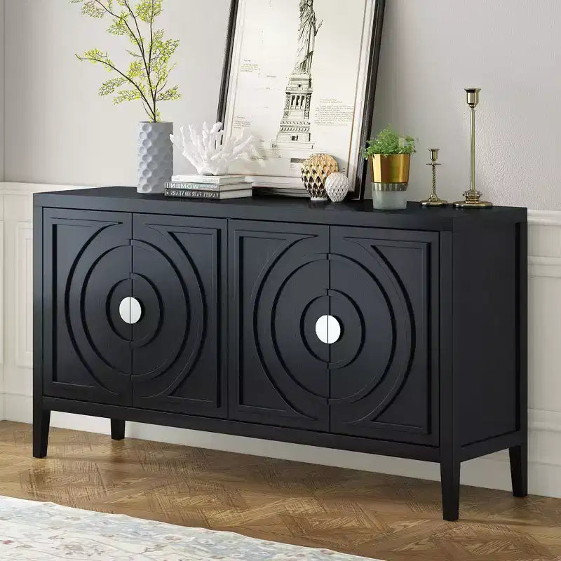 Grand buffet élégant à 4 portes et 4 étagères