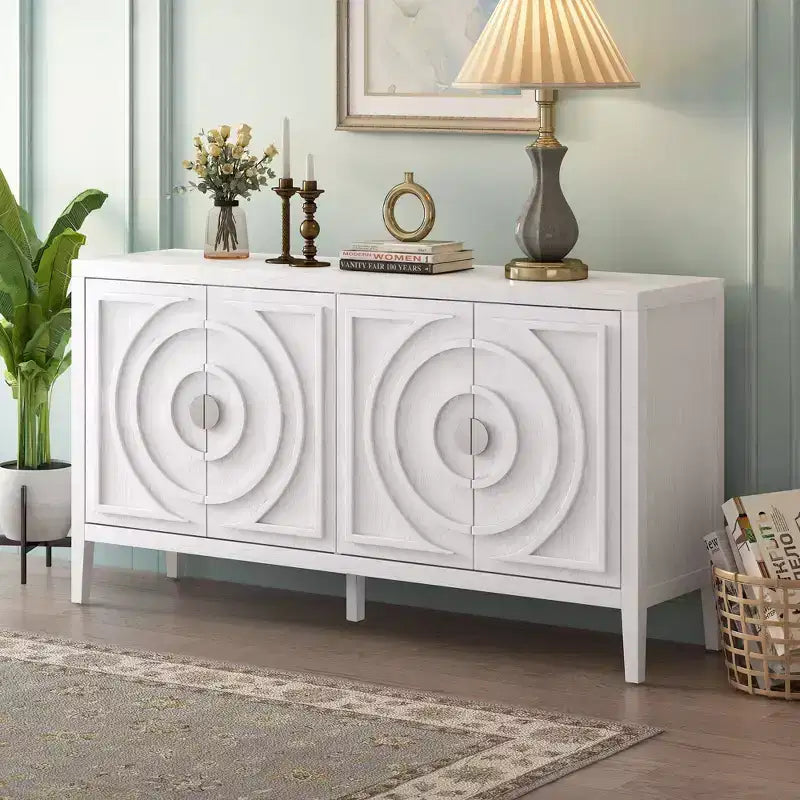 Grand buffet élégant à 4 portes et 4 étagères