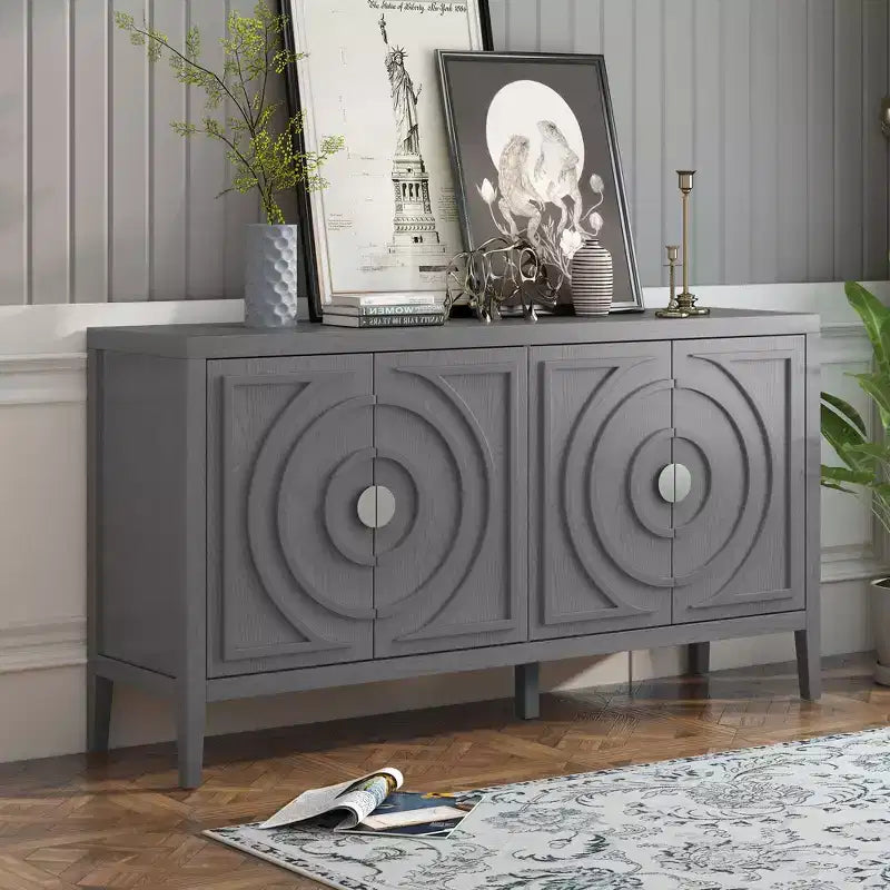 Grand buffet élégant à 4 portes et 4 étagères