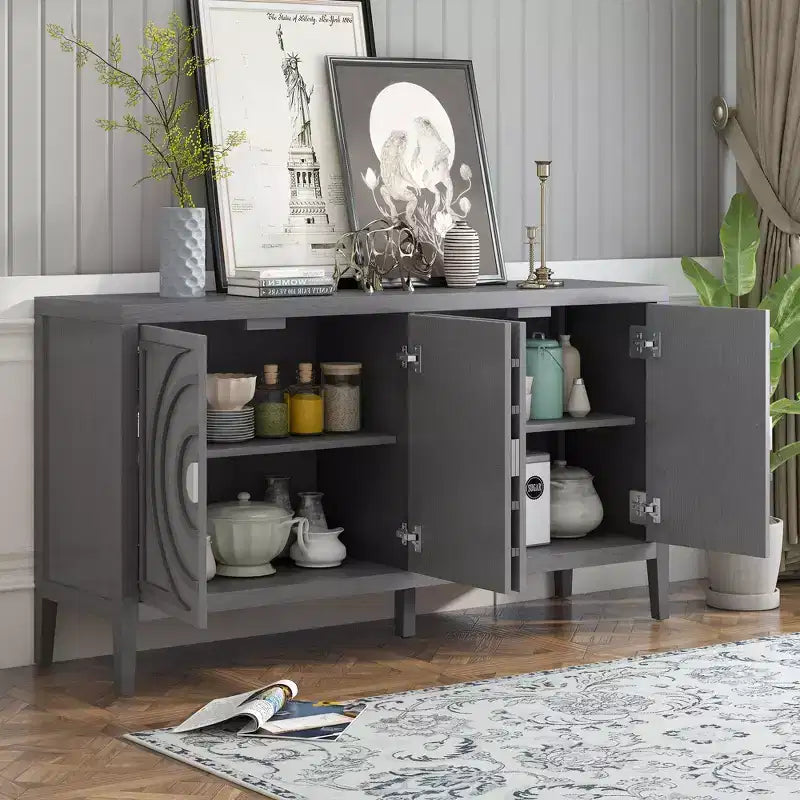 Grand buffet élégant à 4 portes et 4 étagères