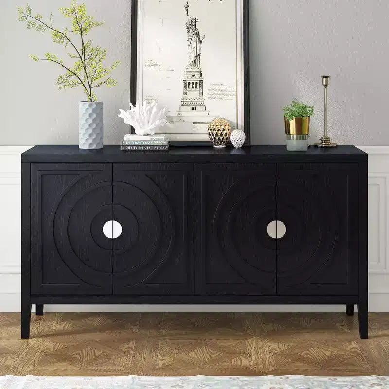 Grand buffet élégant à 4 portes et 4 étagères