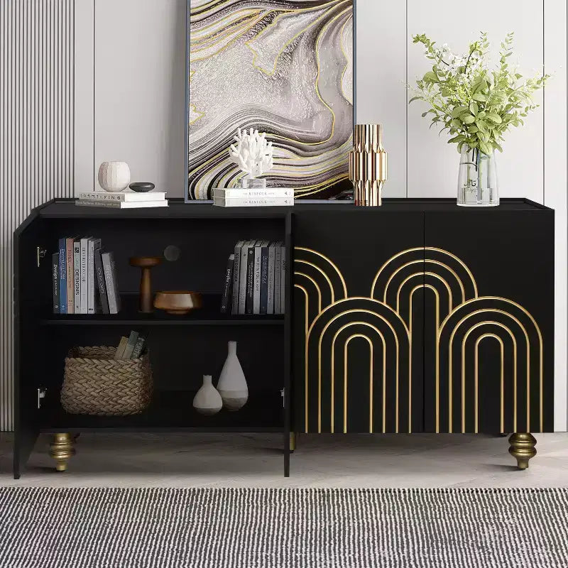 Meuble buffet élégant à 4 portes et 4 étagères