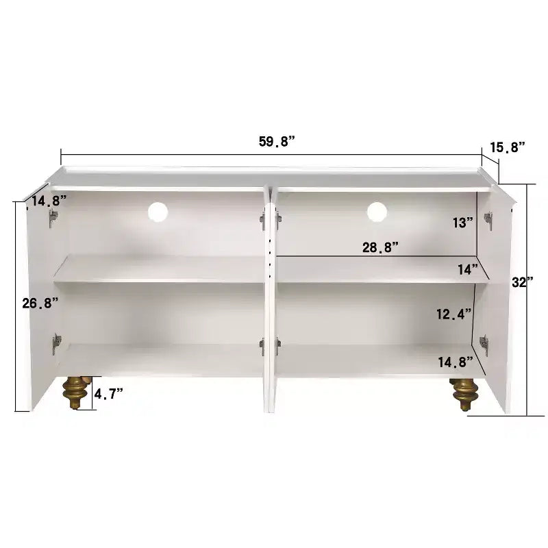 Meuble buffet élégant à 4 portes et 4 étagères