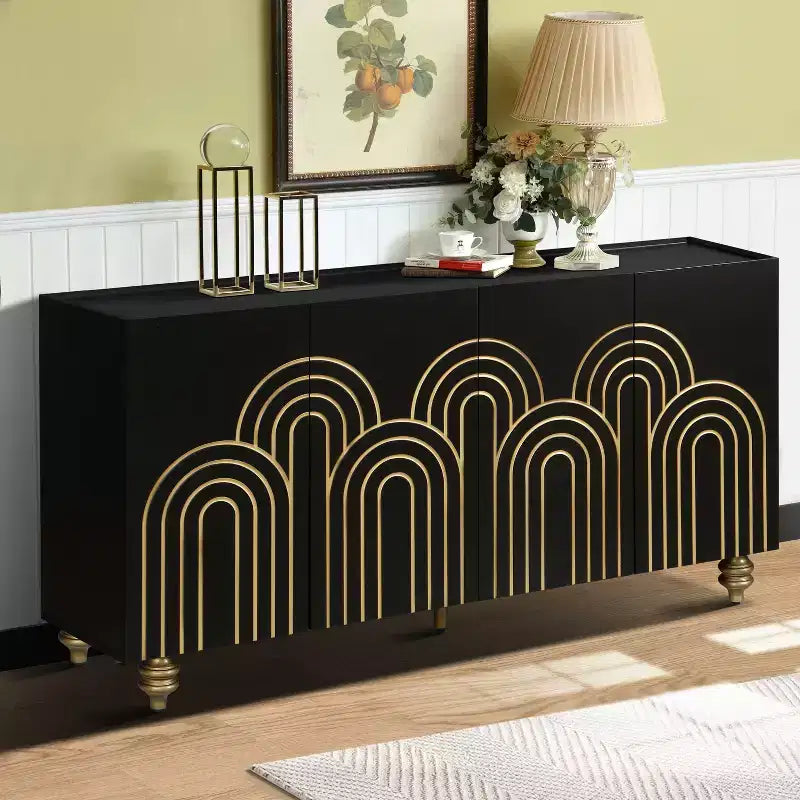 Meuble buffet élégant à 4 portes et 4 étagères